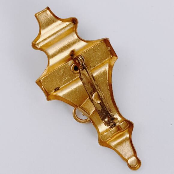 VTG 1940s Mid Century Brooch Pendant Convertible Red Blue Rhinestones Gold Tone - Picture 9 of 11